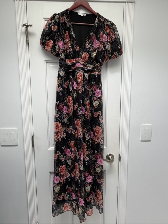 Baltic Born Dresses & Skirts - Baltic Born Black Floral Maxi Dress with Puff Sleeves